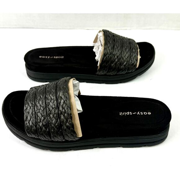 Easy Spirit Women's Salma Round Toe Slip-On Strappy Sandals Size 7.5M Black NWT - Picture 1 of 7
